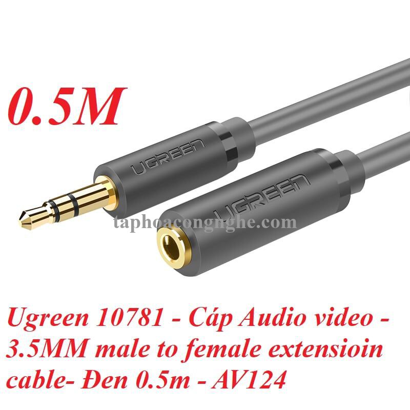 Ugreen 10781 0.5M màu Đen Cáp âm thanh 3.5mm nối dài AV124 30010781
